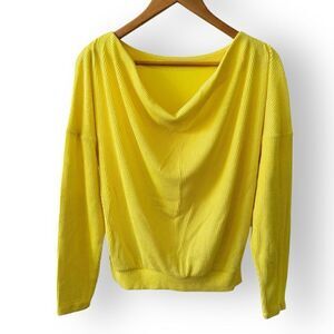 Maeve Anthropologie Cowl-Back Yellow Ribbed Pullover Sweater Top Size S
